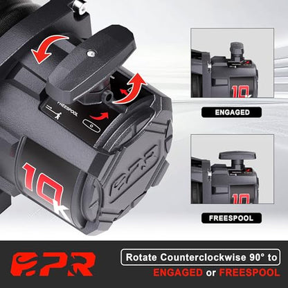 10000 lb. Waterproof IP68 Electric Winch (10000lb Black)