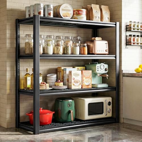 40" W Storage Shelves with Wire Mesh Panels for Garage Organization (Black)