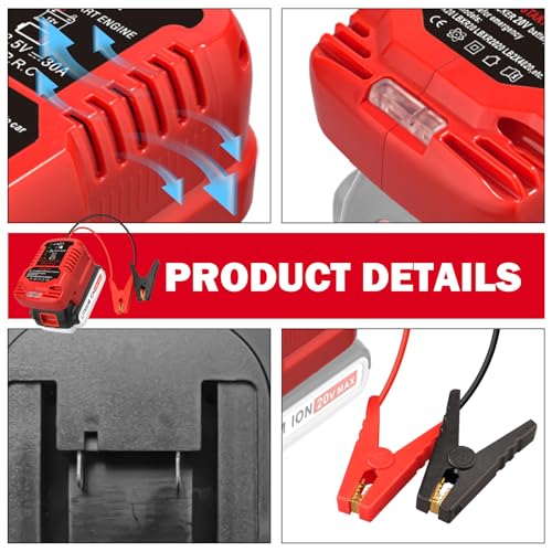 Car Jump Starter Adapter for Milwaukee M18 18V Batteries (JUMP for Milwaukee M18)