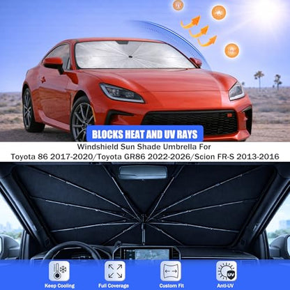 Car Windshield Sun Shade Umbrella for Toyota 86 2017 (For Toyota 86 2017-2020/GR86 2022-2026)
