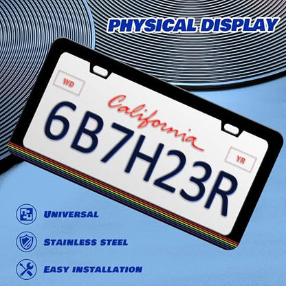 Gay Pride LGBTQ License Plate Frame Flower Stainless Steel 6x12 Inch 2 (Gay Pride)