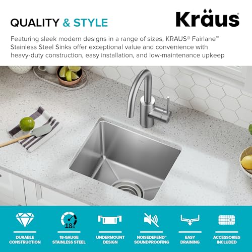 Fairlane 15 inch Undermount Single Bowl 18 (15 Inch / Single Bowl — Undermount)