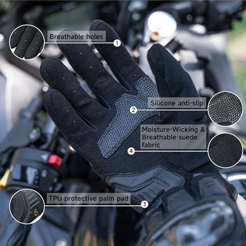 High Protection Motorcycle Gloves for Men (Small / Black)