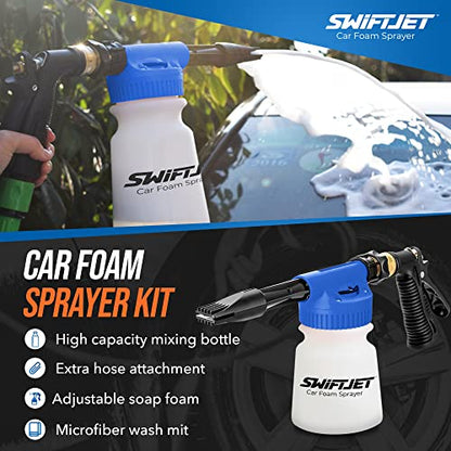 Car Wash Foam Gun + Wash Mitt (Blue Foam Gun with Mitt)