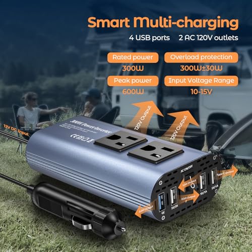 300W Car Power Inverter (Blue)