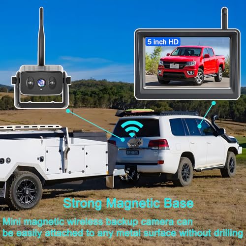 Solar Magnetic Wireless Backup Camera for Truck with 5' Monitor (INCH5)