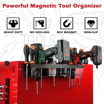 Power Tool Organizer Rack (Magnetic Power Tool Organizer with Parts Cup)