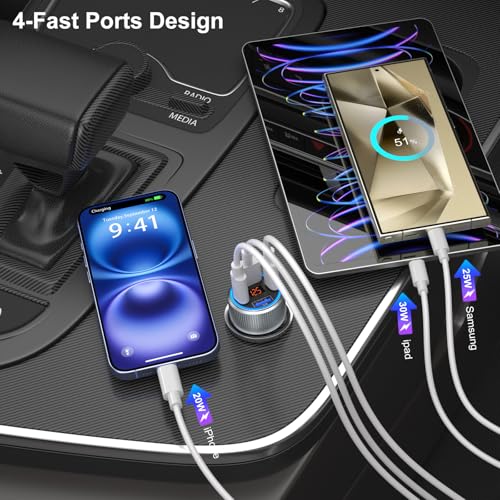 USB C Car Charger (Gray / 3-Pack)