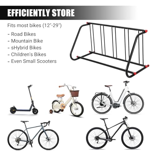 Commercial Grid Bike Rack for 5 Bikes (Black 5 Bike/Single Sided)