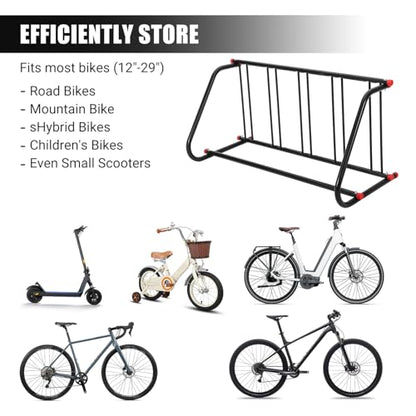 Commercial Grid Bike Rack for 5 Bikes (Black 5 Bike/Single Sided)