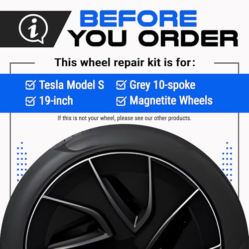 Premium Tesla Wheel Curb Rash Repair Kit for 19" Model S grey Magnetite wheels (Tesla Model S / 19" Grey Magnetite)