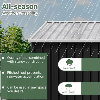 12x14 FT Outdoor Storage Shed (White / 12x14 FT)
