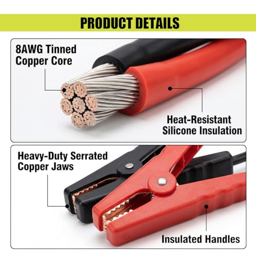 8AWG 2FT Car Jumper Cables Adapter (Red)