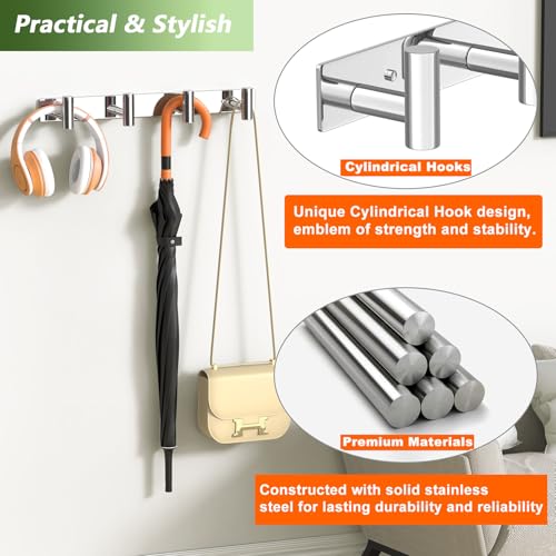 Wall Mounted Coat Rack ("T" Shape 4 Hooks - 1 Pack / Glossy)