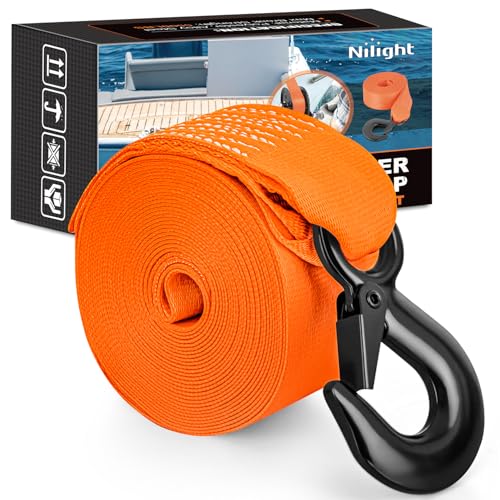 Boat Trailer Winch Strap 2" x 20' with Steel Hook (2in x 20ft Boat Trailer Winch Strap)