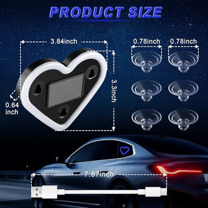 Heart Shaped Solar Powered Car LED Interior Ambient Light (Blue / 2PCS)