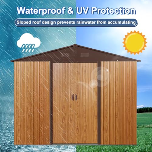 10x8 FT Outdoor Storage Shed (Coffee / 10x8 FT)