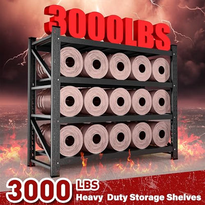 48" Wide Heavy Duty Garage Shelving Units (Matte Black / 48"Wx24"Dx70"H)
