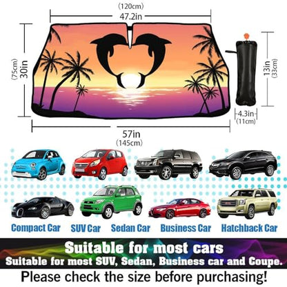 Dolphin Car Windshield Sunshade Umbrella Car Foldable Umbrella Sunshade for Front Window UV Reflector Auto Windshield Umbrella Sun Shades Cover for Most Vehicles 57'' X 30'' (57'' X 30'' / ylzys-12)