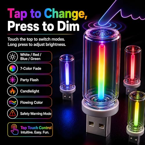 6 Pack USB Car Night Light (RGB)