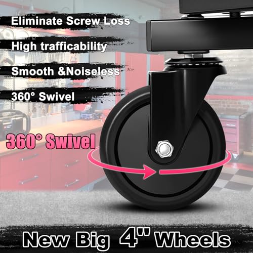 Rolling Stool with Wheels (Pink)