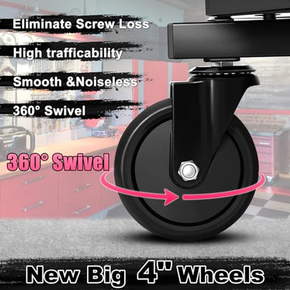 Rolling Stool with Wheels (Pink)