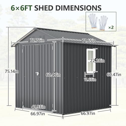 Outdoor Storage Shed (6x6 Ft-without window / Black)