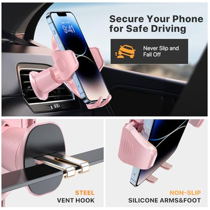 Phone Holders for Your Car with Metal Hook Clip (Pink / 1 Pack)