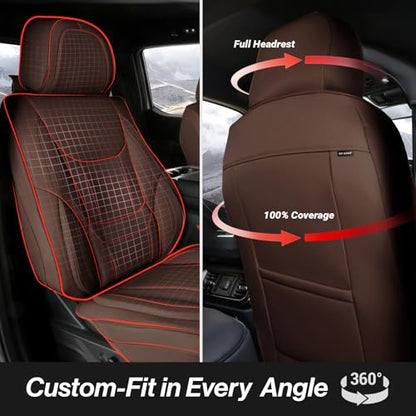 Premium Custom Fit Truck Car Seat Covers Full Set Seat Waterproof (X89 (See Vehicle Size Chart) / Full Set - Dark Brown)