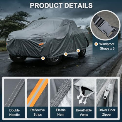 16 Layers Truck Cover Waterproof All Weather. See Truck Size Chart (4 Truck Cover / 4 Truck XL - Max Length to 239",Max Cab to 149")