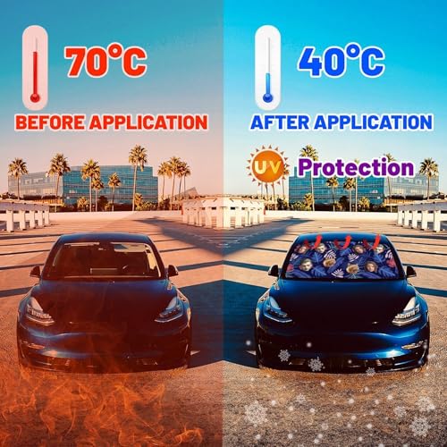 Custom Face Car Windshield Sun Shade Customized Foldable Front Window Sunshade UV Rays Protector Shield Vehicle Cover for Car Sedans SUV Trucks 57" X 30" (One Size / Hawaiian Custom Face)