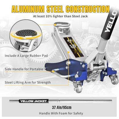Floor Jack 1.5 Ton Hydraulic Low Profile Aluminum and Steel Car Jack Lightweight Service Jack with Quick Lift Dual Pump (Aluminum & Steel / 1.5T low profile dual pump)