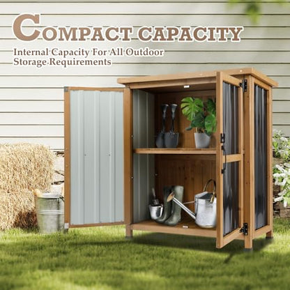 Small Outdoor Storage Cabinet for Patio (Black / 32"L x 13.4"W x 39"H)
