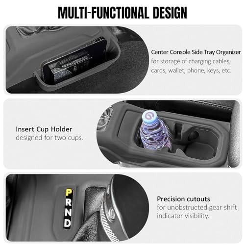 Silicone Center Console Gear Shift Panel Trim Cover for Jeep Wrangler JL (Black)