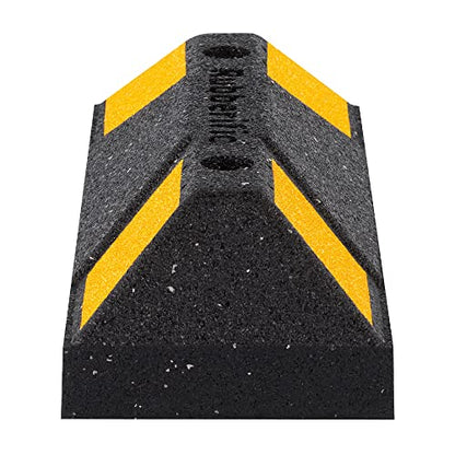 Heavy Duty Rubber Parking Stop Durable Easy to Install Reflective Parking Curb Garage Car Stopper for Indoor and Outdoor Use (2 Pack)
