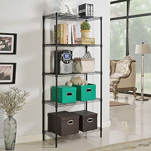 5 Tier Wire Shelf (Black / 36"D x 14"W x 72"H)