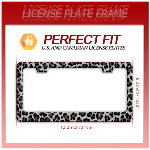 Black Gray Leopard Print License Plate Frame Cheetah Print License Holder (Black Gray Leopard Print)