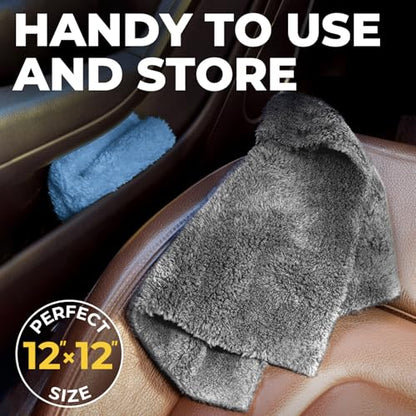 Edgeless Microfiber Car Towels (Gray and Blue)