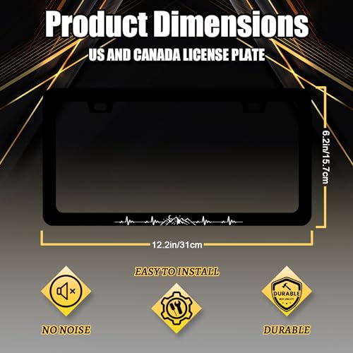 Mountains License Plate Frame Mountain License Holder with 2 Holes (Heartbeat Moon Stars Mountain--)