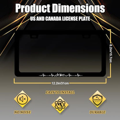 Mountains License Plate Frame Mountain License Holder with 2 Holes (Heartbeat Moon Stars Mountain--)