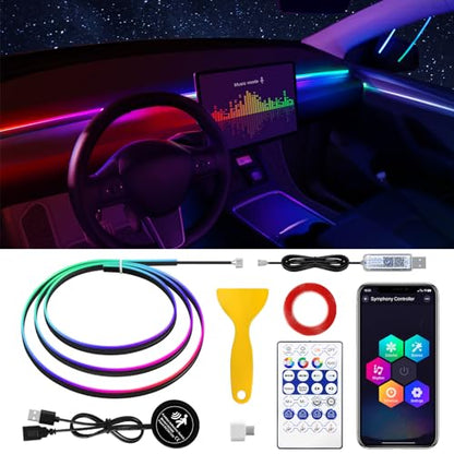 Dreamcolor Acrylic Interior Car LED Strip Light with Motion Sensor Switch (Dreamcolor 55.1 inch)