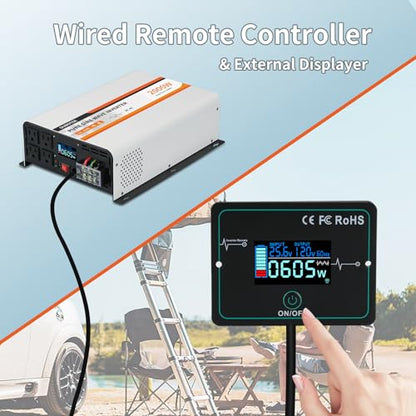 2000W Pure Sine Wave Inverter 24V DC to 120V AC Converter (2000W-Wired / 24V)