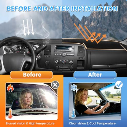 Custom Fit Black Dash Cover Compatible with 2007 (Silverado/Sierra 07-13(Black))