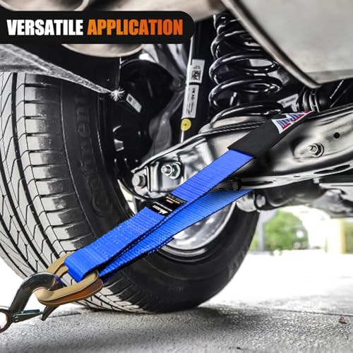 2" x 38" Axle Tie Down Straps with D (4Pcs 2in x 38in Axle Tie Down Straps Blue)