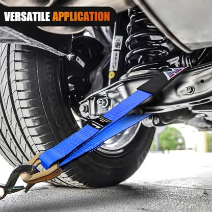 2" x 38" Axle Tie Down Straps with D (4Pcs 2in x 38in Axle Tie Down Straps Blue)