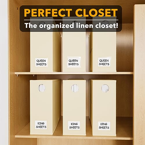 6 Pack Bed Sheet Organizers and Storage (6 pcs / Beige)
