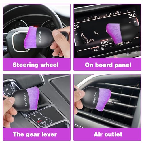 Car Detailing Brush for Interior Dusting and Air Vents (Black Purple)