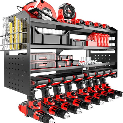 Power Tool Organizer Wall Mount (Black / 1PC 8 Drills Holder)