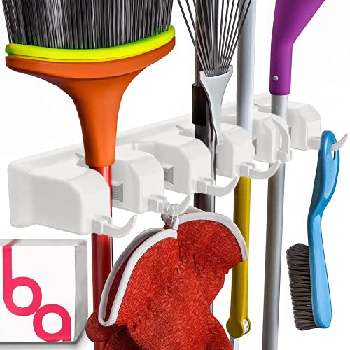 EXTRA GRIP Mop & Broom Holder Wall Mount (2 Pack / White)
