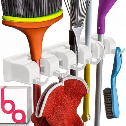 EXTRA GRIP Mop & Broom Holder Wall Mount (2 Pack / White)